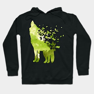 Green Wolf woodland creature watercolour print Hoodie